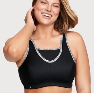 Glamorise Sport No-Bounce Camisole Wire-free Sports Bra - Black sz 38 J WL220